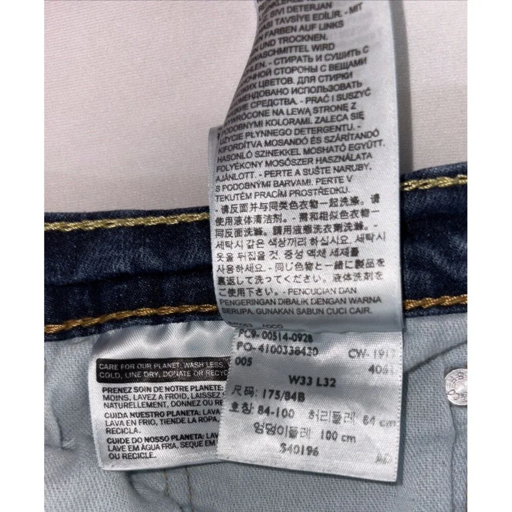 Levis 514 Jeans Mens 33 X 32 Slim Straight Blue Cotton Denim Medium Wash